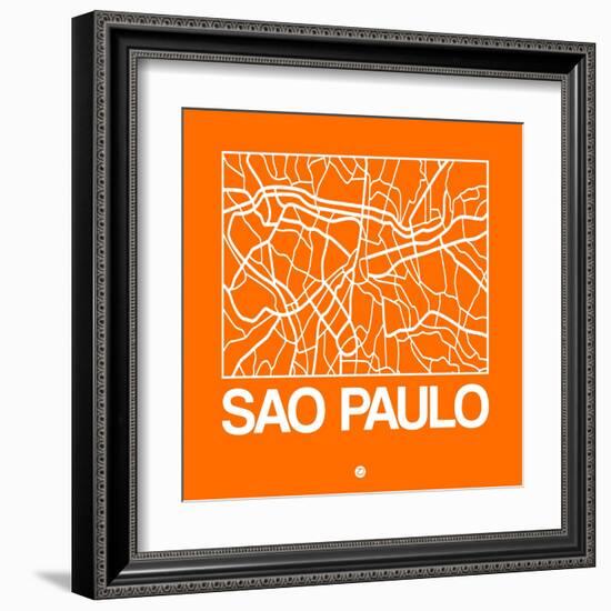 Orange Map of Sao Paulo-NaxArt-Framed Art Print