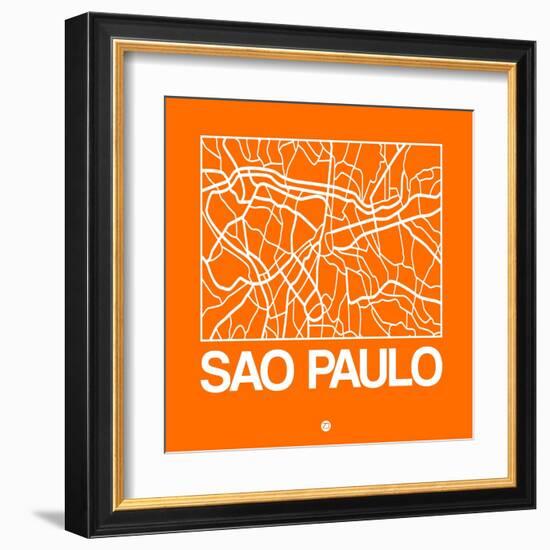 Orange Map of Sao Paulo-NaxArt-Framed Art Print