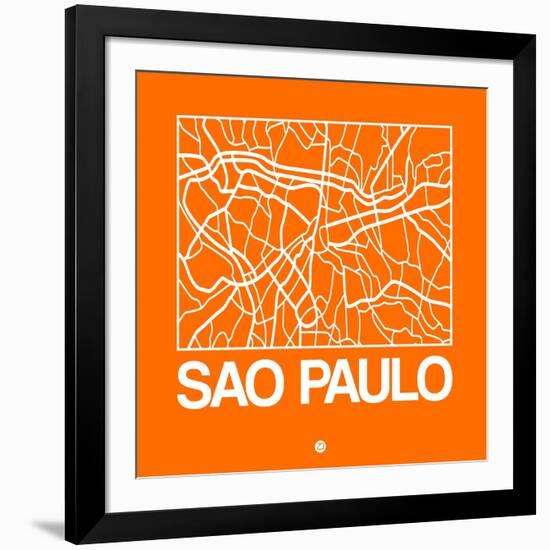 Orange Map of Sao Paulo-NaxArt-Framed Art Print