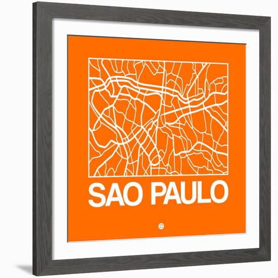 Orange Map of Sao Paulo-NaxArt-Framed Art Print