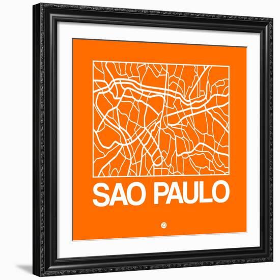 Orange Map of Sao Paulo-NaxArt-Framed Art Print