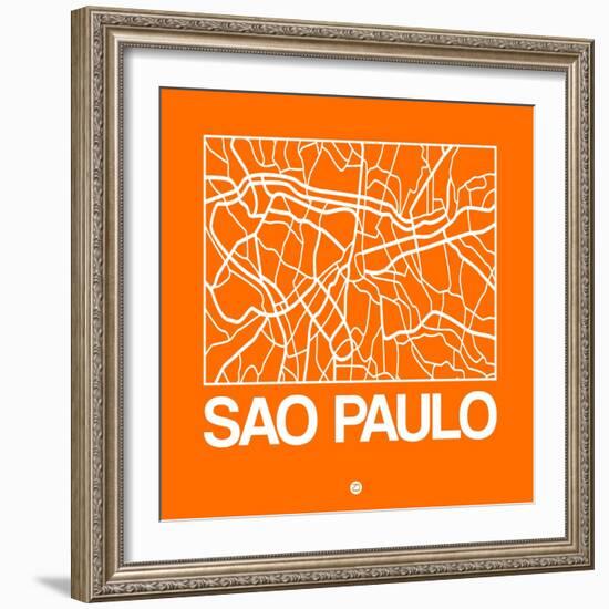 Orange Map of Sao Paulo-NaxArt-Framed Art Print