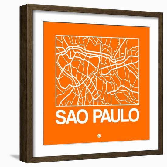 Orange Map of Sao Paulo-NaxArt-Framed Art Print