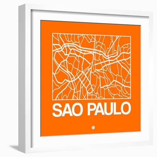 Orange Map of Sao Paulo-NaxArt-Framed Art Print