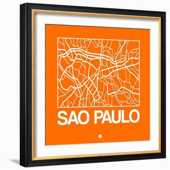 Orange Map of Sao Paulo-NaxArt-Framed Art Print