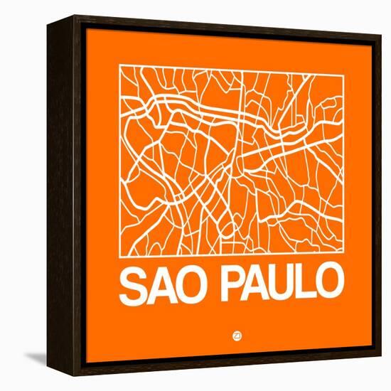 Orange Map of Sao Paulo-NaxArt-Framed Stretched Canvas