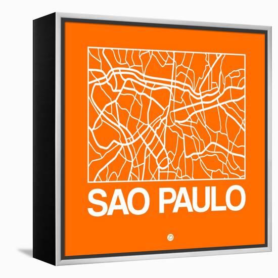 Orange Map of Sao Paulo-NaxArt-Framed Stretched Canvas