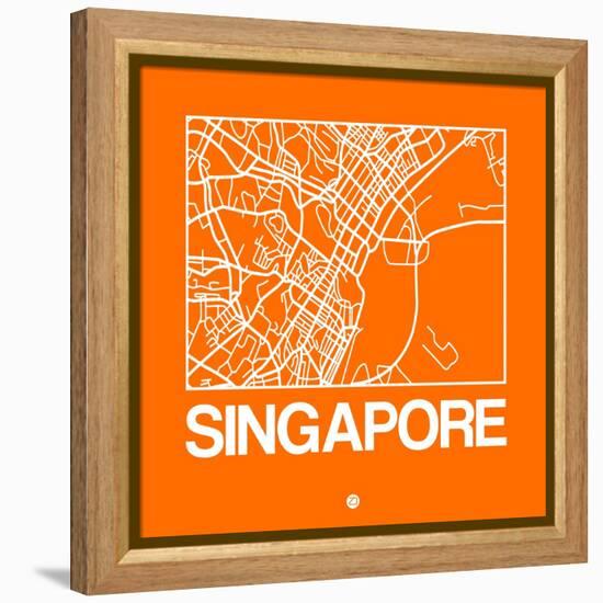 Orange Map of Singapore-NaxArt-Framed Stretched Canvas