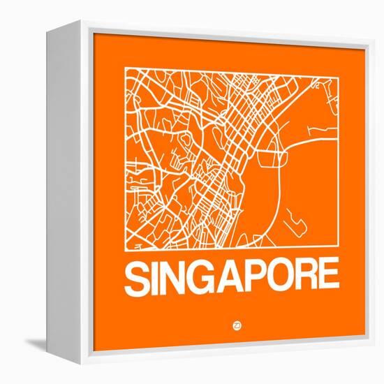 Orange Map of Singapore-NaxArt-Framed Stretched Canvas