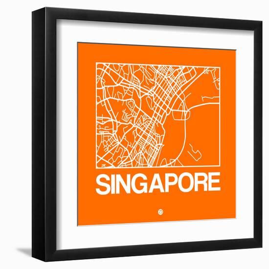 Orange Map of Singapore-NaxArt-Framed Art Print