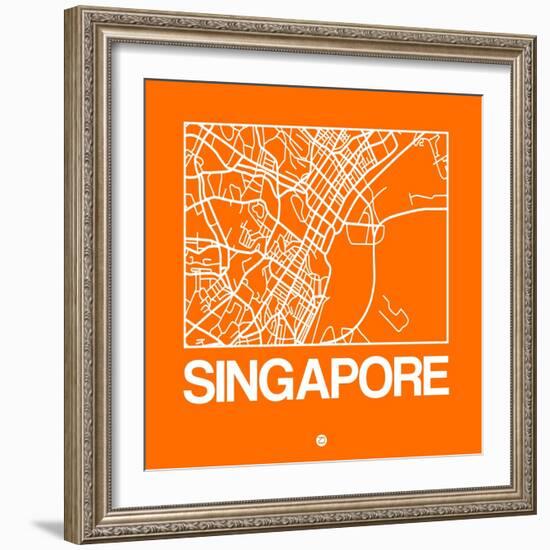 Orange Map of Singapore-NaxArt-Framed Art Print