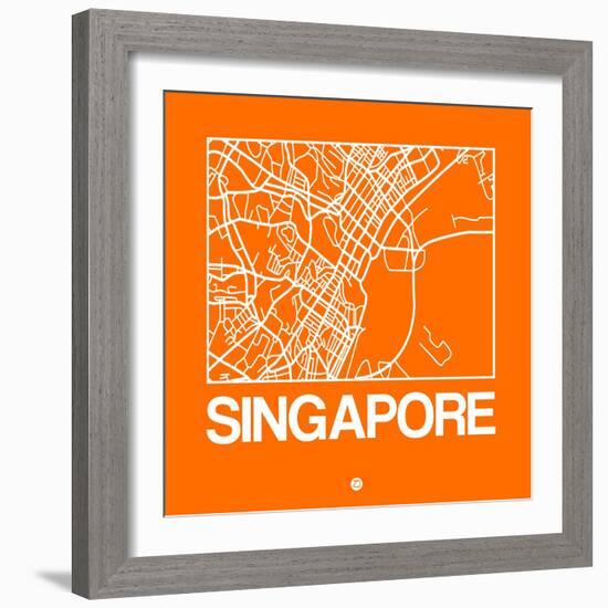 Orange Map of Singapore-NaxArt-Framed Art Print