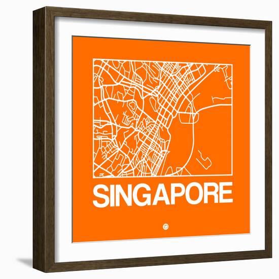 Orange Map of Singapore-NaxArt-Framed Art Print