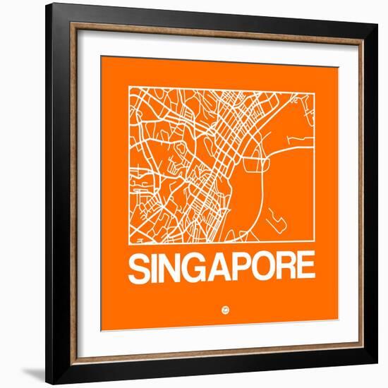 Orange Map of Singapore-NaxArt-Framed Art Print