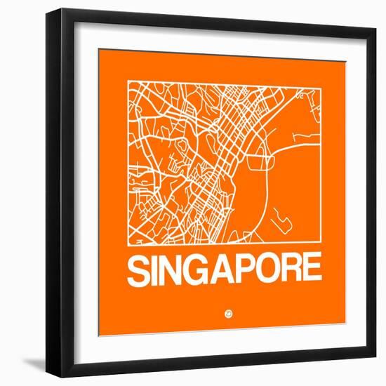 Orange Map of Singapore-NaxArt-Framed Art Print