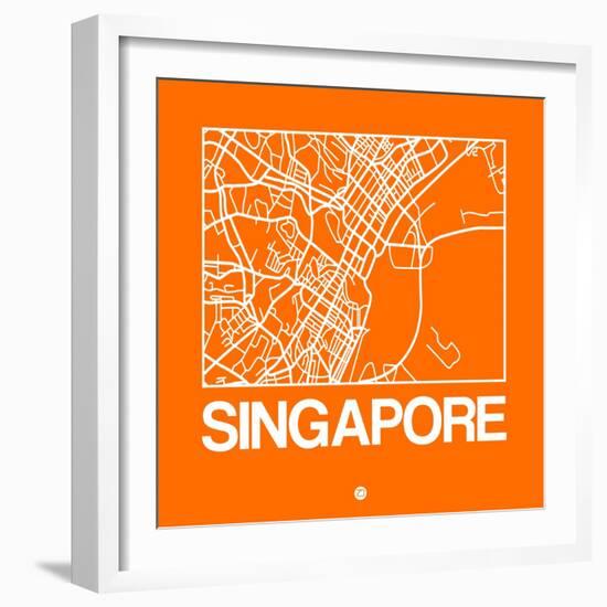 Orange Map of Singapore-NaxArt-Framed Art Print