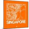 Orange Map of Singapore-NaxArt-Mounted Art Print