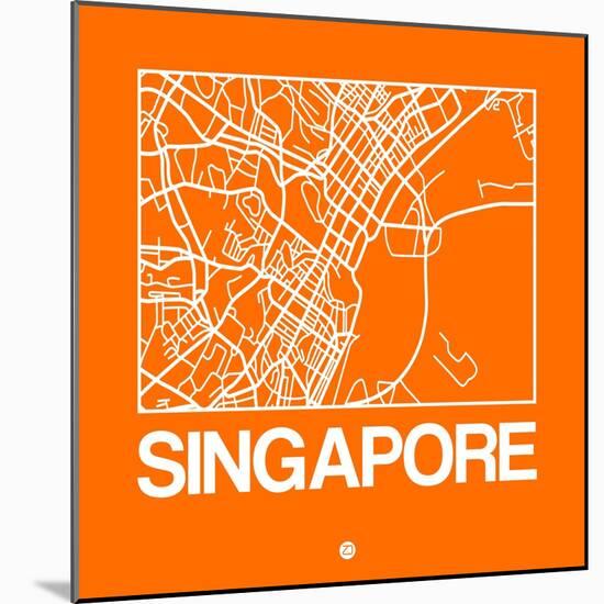 Orange Map of Singapore-NaxArt-Mounted Art Print