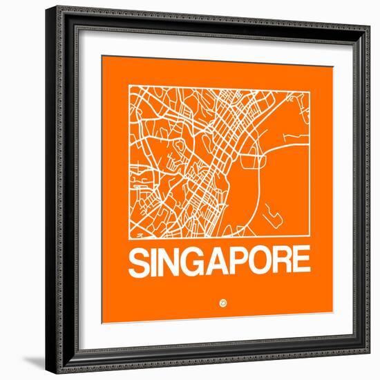 Orange Map of Singapore-NaxArt-Framed Art Print