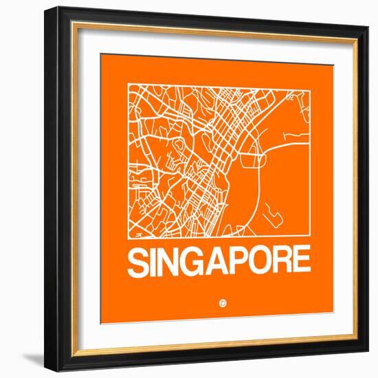 Orange Map of Singapore-NaxArt-Framed Art Print