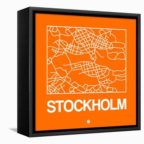 Orange Map of Stockholm-NaxArt-Framed Stretched Canvas