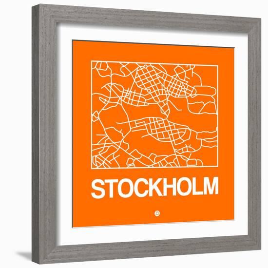 Orange Map of Stockholm-NaxArt-Framed Art Print