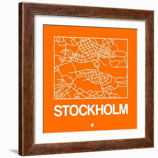 Orange Map of Stockholm-NaxArt-Framed Art Print