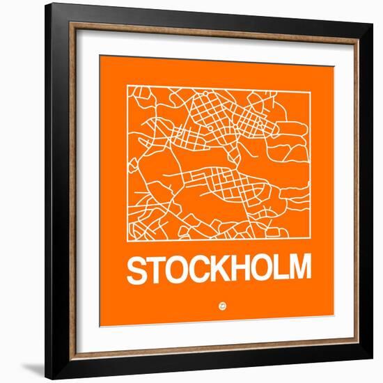 Orange Map of Stockholm-NaxArt-Framed Art Print
