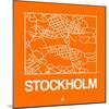 Orange Map of Stockholm-NaxArt-Mounted Art Print