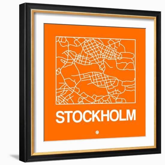 Orange Map of Stockholm-NaxArt-Framed Art Print