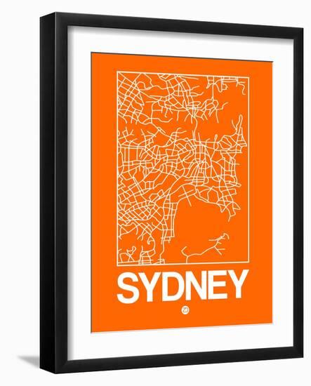 Orange Map of Sydney-NaxArt-Framed Art Print