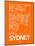 Orange Map of Sydney-NaxArt-Mounted Art Print