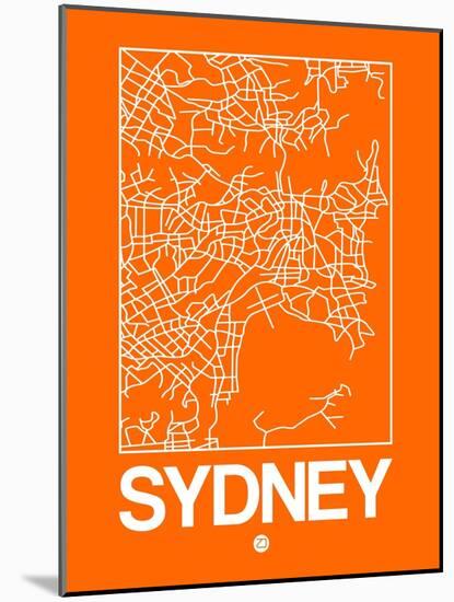 Orange Map of Sydney-NaxArt-Mounted Art Print