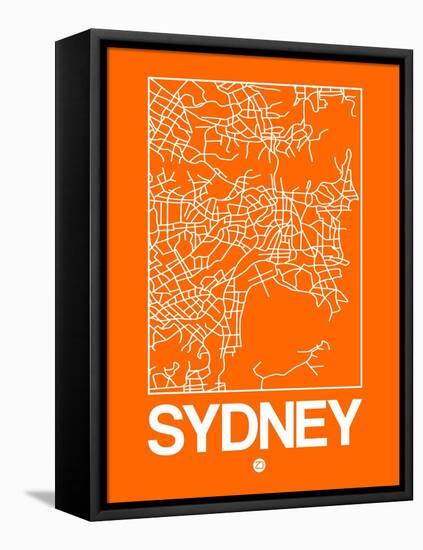 Orange Map of Sydney-NaxArt-Framed Stretched Canvas