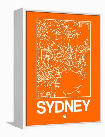 Orange Map of Sydney-NaxArt-Framed Stretched Canvas