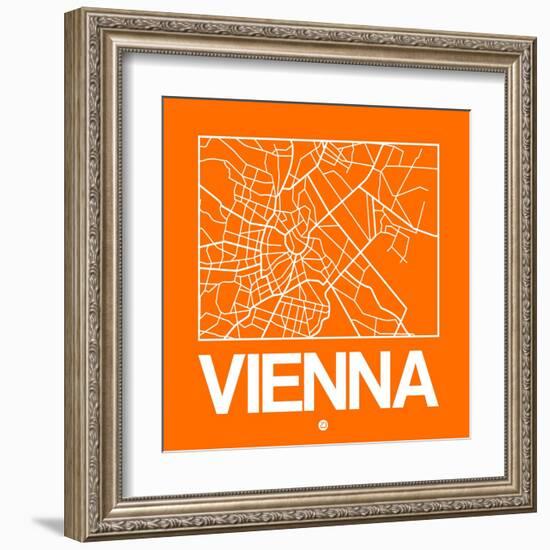 Orange Map of Vienna-NaxArt-Framed Art Print