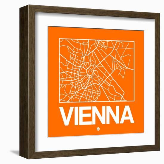 Orange Map of Vienna-NaxArt-Framed Art Print