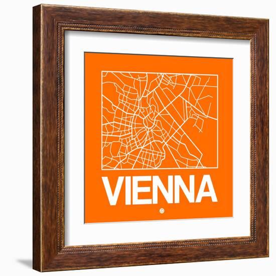 Orange Map of Vienna-NaxArt-Framed Art Print