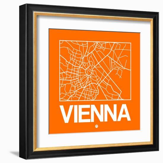 Orange Map of Vienna-NaxArt-Framed Art Print