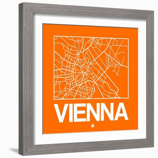 Orange Map of Vienna-NaxArt-Framed Art Print