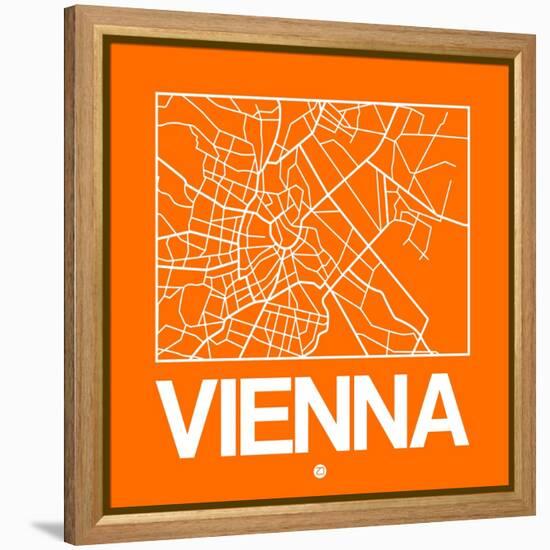 Orange Map of Vienna-NaxArt-Framed Stretched Canvas