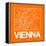 Orange Map of Vienna-NaxArt-Framed Stretched Canvas