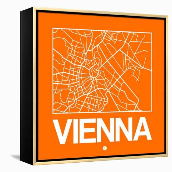 Orange Map of Vienna-NaxArt-Framed Stretched Canvas