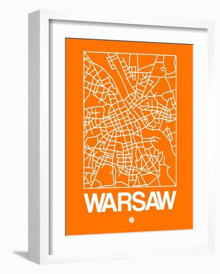 Orange Map of Warsaw-NaxArt-Framed Art Print