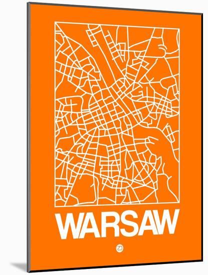 Orange Map of Warsaw-NaxArt-Mounted Art Print