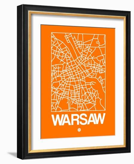 Orange Map of Warsaw-NaxArt-Framed Art Print
