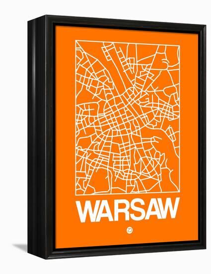 Orange Map of Warsaw-NaxArt-Framed Stretched Canvas