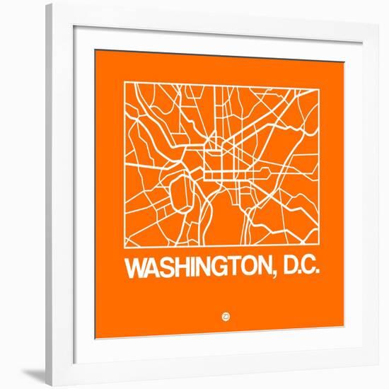 Orange Map of Washington, D.C.-NaxArt-Framed Art Print