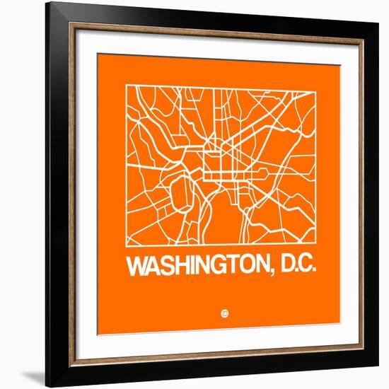 Orange Map of Washington, D.C.-NaxArt-Framed Art Print