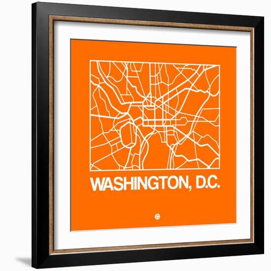 Orange Map of Washington, D.C.-NaxArt-Framed Art Print